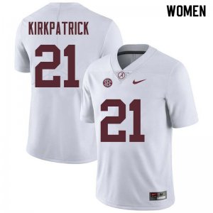 NCAA Women's Alabama Crimson Tide #21 Dre Kirkpatrick Stitched College Nike Authentic White Football Jersey EQ17W04GA